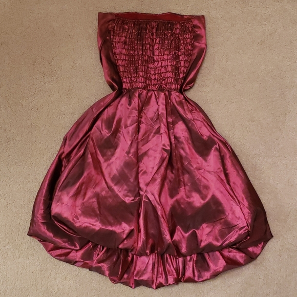 Vintage Formal Plum Wine Purple Formal Strapless Bubble Mini Dress - Picture 10 of 13